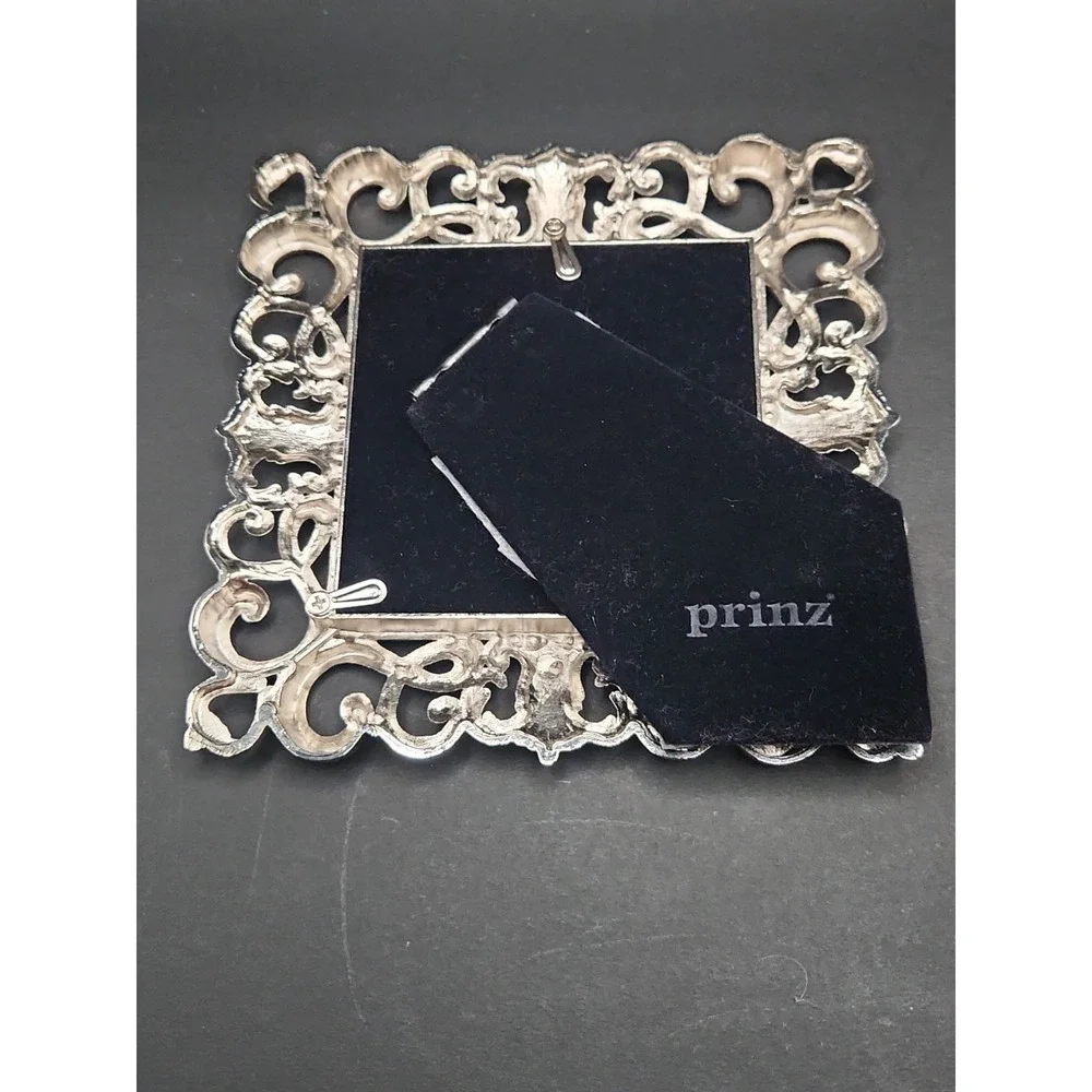 Prinz‎ Ornate Silver Plate 3x3 Picture Frame Square Rococo Openwork Scrollwork
